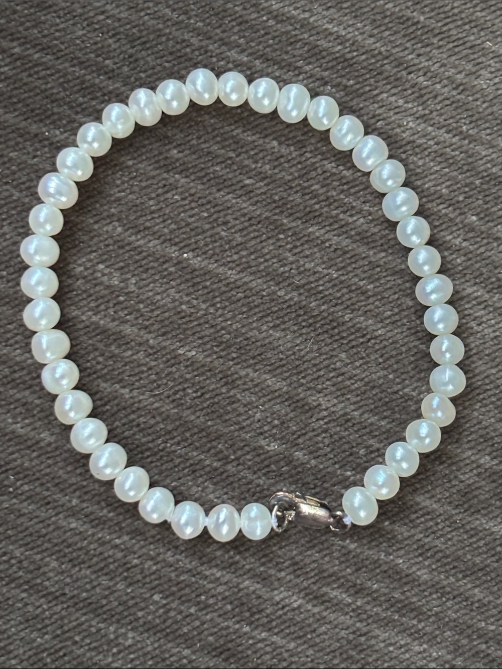 Sterling .925 Real White Pearl Vintage bracelet 7.5” Cultured Baroque JCM